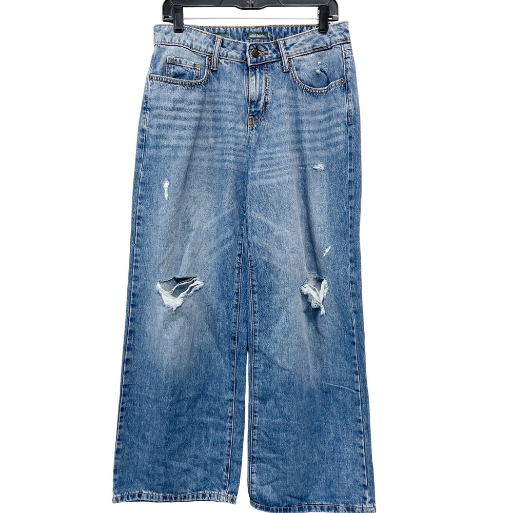 Wild Fable Women's Blue Distressed Ripped Baggy Wide Leg Denim Jeans Size 6